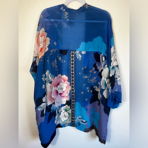 Johnny Was Petite Dolce Long-Sleeve Floral-Print Georgette Kimono Size L - Picture 6 of 7